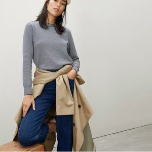 Everlane Organic Cotton Crewneck Sweater in Navy Blue & White Stripe Size M